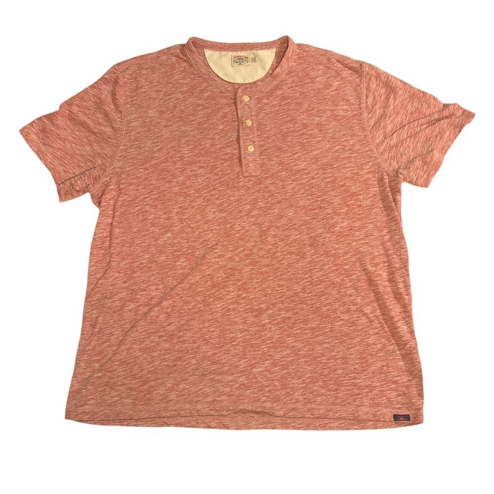 Faherty Brand Cloud Henley Mens XL Short Sleeve Red Heathered Slub MKC0034-VNR